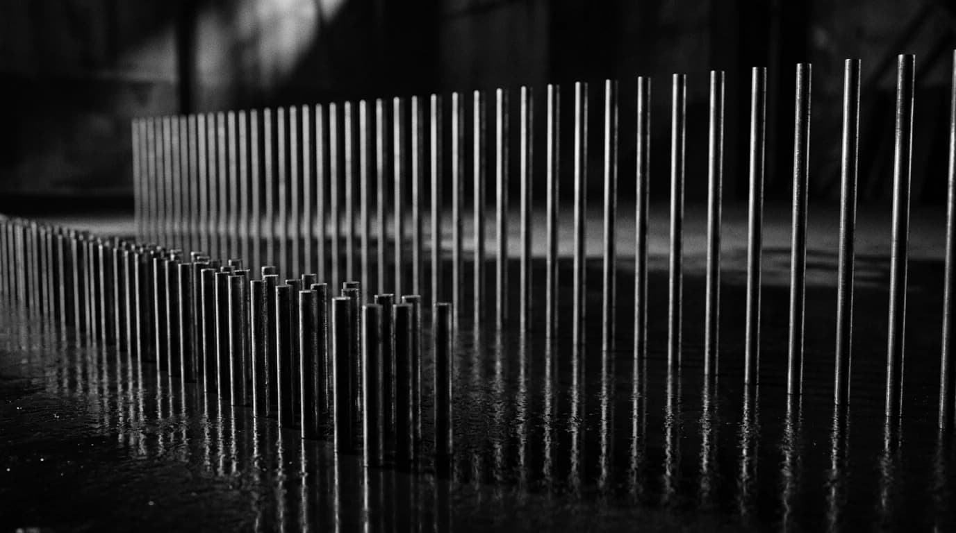 Bar-chart motif contrasting short bolts with long two-week sprints in agentic development