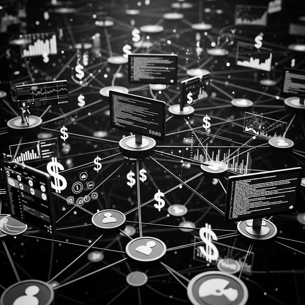 Abstract visualization of flexible team connections with scalable geometric nodes and dollar symbols